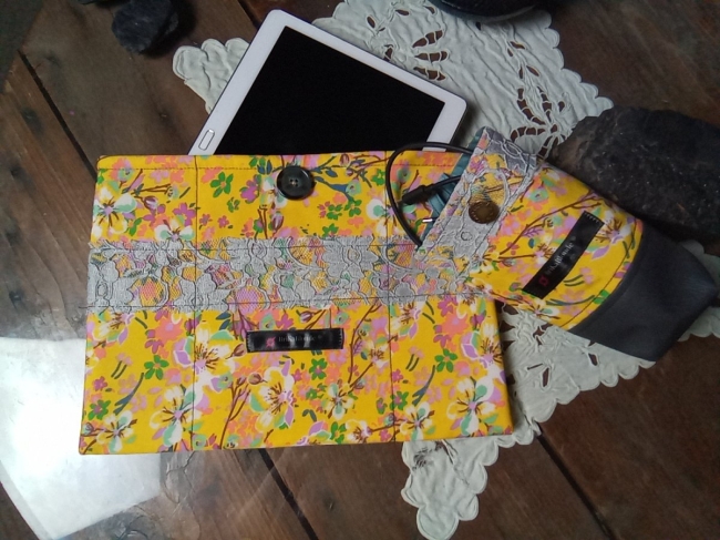 Ensemble housse et pochette fleur du japon 